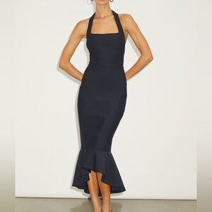 Lulus Navy Halter Neck Trumpet Midi Dress size Xsmall 
New with tag